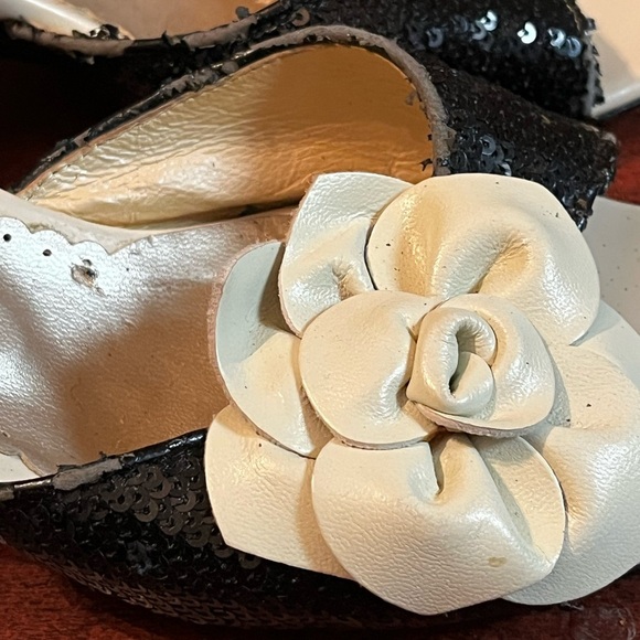 TAS ITALY sequin leather open toe Bowed kitten heel - Picture 7 of 8